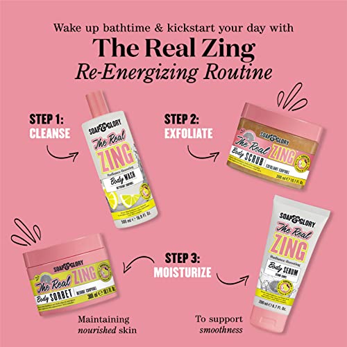 Soap & Glory The Real Zing Body Sorbet - Citrus Body Moisturizer & Hydrating, Sorbet-Y Skin Cream - Radiance Boosting, Aha Exfoliating, Lightweight Body Cream For Refreshed Dry Skin (300Ml) #TOP6