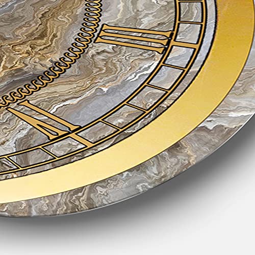 Designq 'White Marble With Curley Grey And Gold Veins' Glam Wall Clock For Home Bedroom Bathroom Office Living Room Decoration, 24713, 36X36 #TOP2