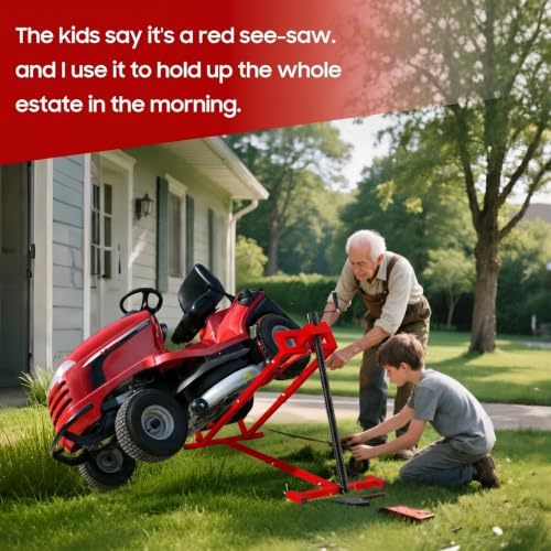 Lawn Mower Lift,Lawn Mower Jack Lift for Riding Mowers,Easy to Install, Safe and Stable.Riding Mower Lift with telescoping Feature Holds up to 1400 lbs, Rust-Resistant Finish. (Matte Red) by CIDVJ - Image 6