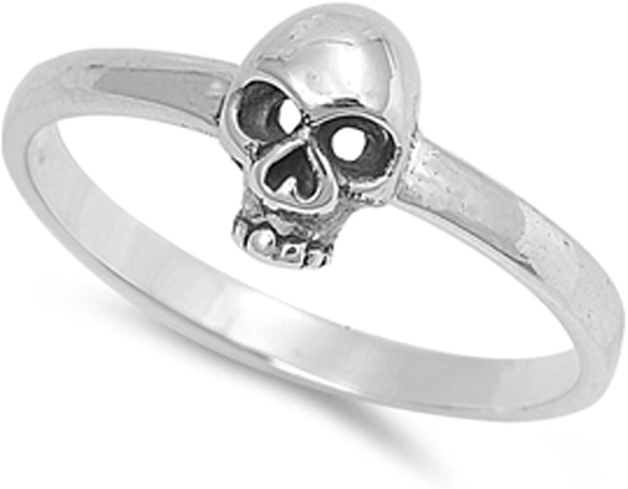 Amazon.com: Mad Biker Skull Eye Cutout Polished Ring New 925