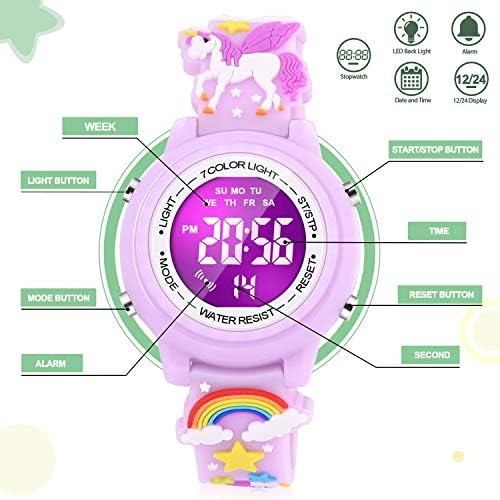 VAPCUFF 3D Cartoon Waterproof Kids Watches with Alarm - Best Toys Gifts for Girls Age 3-10