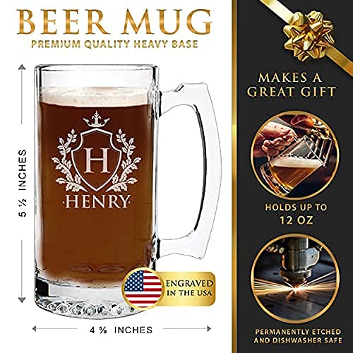 My Personal Memories, Custom Personalized and Engraved 12 oz Beer Mug (Name and Initial Style)