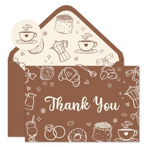 Cartes de remerciement mariage et EVJF Love is Brewing avec autocollants vierges