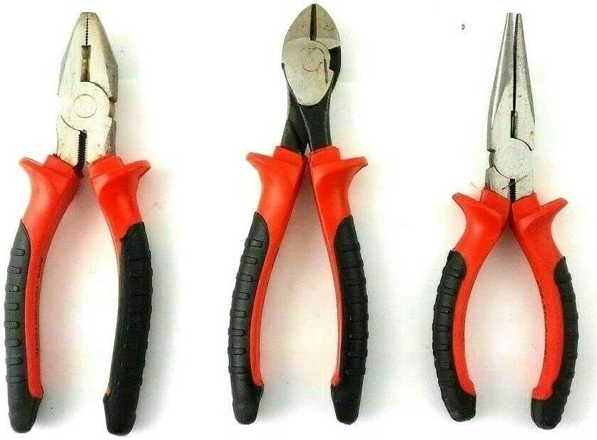 Orbitron3PC Heavy Duty 150mm Combination Long Nose Side Cutter Cutting Pliers Set