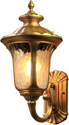 Miniatura 7 de WFZRXFC Lámpara de pared impermeable con punta de estilo europeo para exteriores, pantalla de vidrio granulado de agua, aplique de pared para