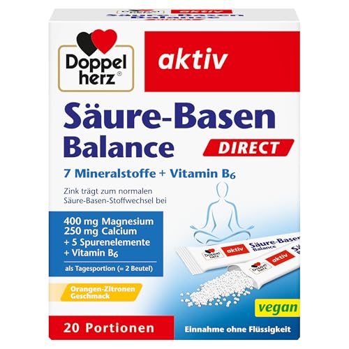 Doppelherz Säure-Basen Balance DIRECT - mit 7 Mineralstoffen und Vitamin B6-20 Portionen Micro-Pellets mit Orangen-Zitronen-Geschmack