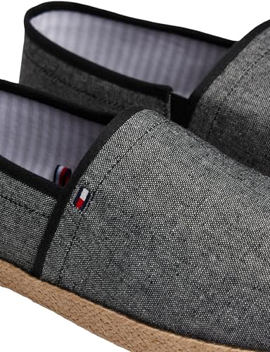 Tommy Hilfiger Espadrilles Homme Chambray avec Logo, Noir (Black), 40