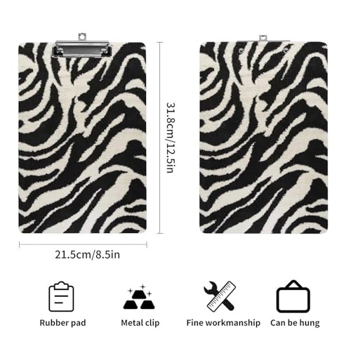 Porte-bloc A4 motif zébré avec clip en métal pour bureau - 2