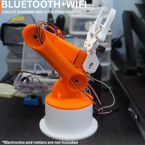 Image of Bench Robotics STEM Robot Arm Smartphone Controlled || Educational DIY Kit (3D Printed Parts) (Industrial Orange)