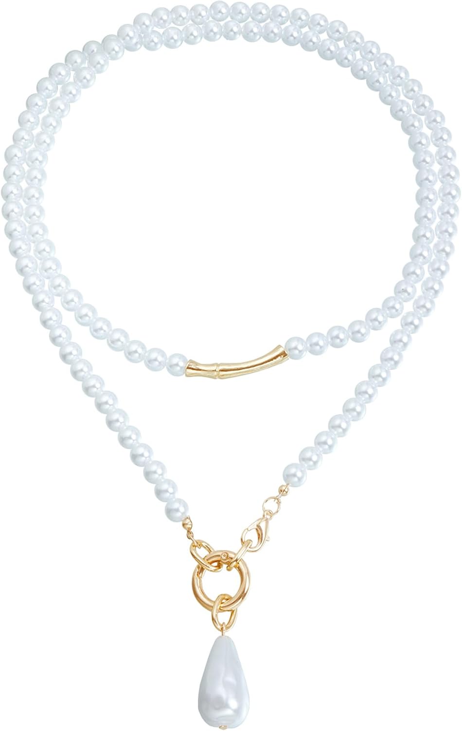 Chunky Pearl Necklaces for Women Freshwater Pearl Necklace Stack Elegant Layered Pearl Necklace Wedding Strands for Bride Beach Summer Jewelry