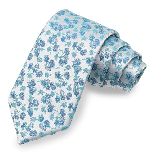 Image of Floral Ties for Men Satin Mens Tie Flower Printed Neck Tie Wedding Party Business