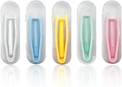 Kit aplicador de lentes de contato com 5 peças, ferramenta portátil de remoção e inserção de lentes com pinça estojo de armazenamento com bastão de sucção rosa branco azul