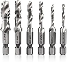 Drill Tap, Drill Bit, Hex Shank, 6 Pcs, For Stainless Steel, Drill Tap, Chamfering Tap, Multifunctional, High Speed Steel, Spiral Tap, Industrial, Ironwork, Metalworking, M3, M4, M5, M6, M8, M10, Tap