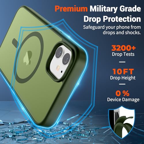 Image of SUPFINE Magnetic for iPhone 11 Case(Compatible with MagSafe)(Military Grade Drop Protection) Slim Translucent Matte Shockproof with Anti-Fingerprint Phone Case,Cangling Green