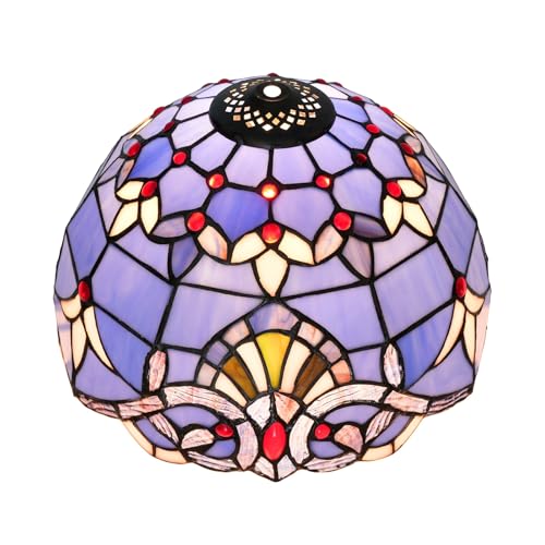 Pantalla de lámpara Tiffany de repuesto, pantalla de lámpara de techo de vitral barroco azul de 30 cm, estilo vintage Art Déco for lámparas de mesa, lámpara colgante de pie.