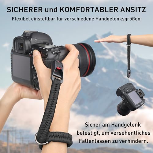 Sunya Kamera Handschlaufe mit Schnellverschluss. Verstellbarer Kameragurt für verschiedene Handgelenke, Ultraleichtes Gewicht Paracord Band Handgelenkschlaufe für DSLR