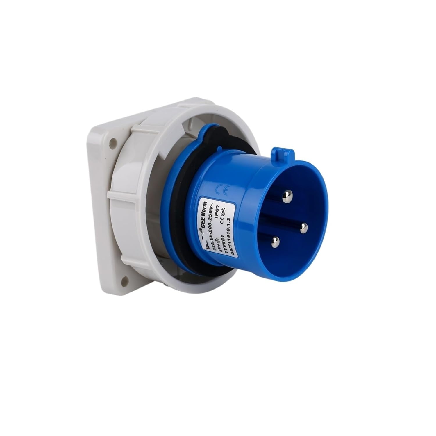 TYP881 Industrial Concealed Straight Appliance Input Socket 32A 3-core IP67