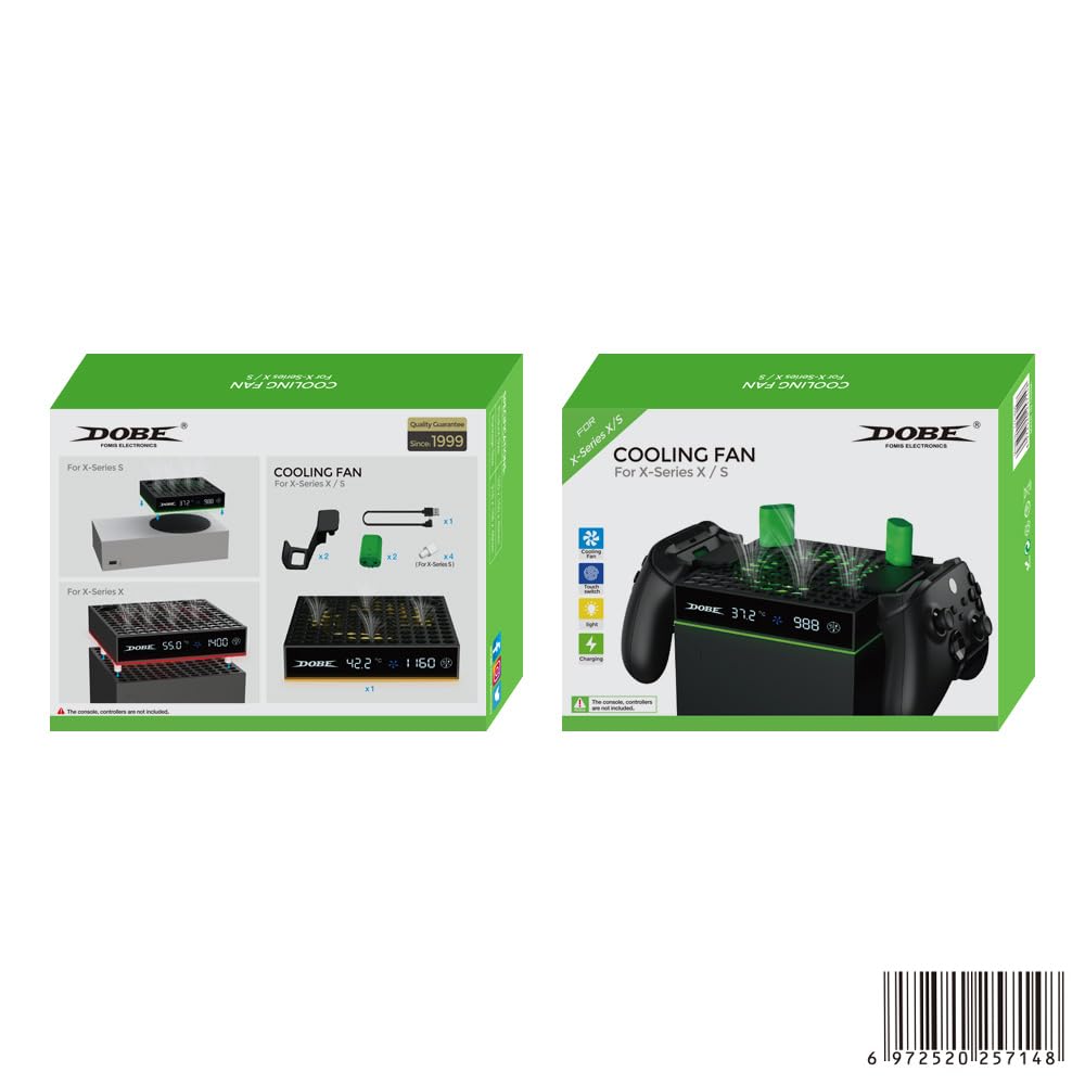 Dobe TYX-3606 - Ventola di raffreddamento compatibile con Xbox Series X/S con schermo LED, sistema di raffreddamento a velocità regolabile, ventola superiore a basso rumore con ventola indipendente e