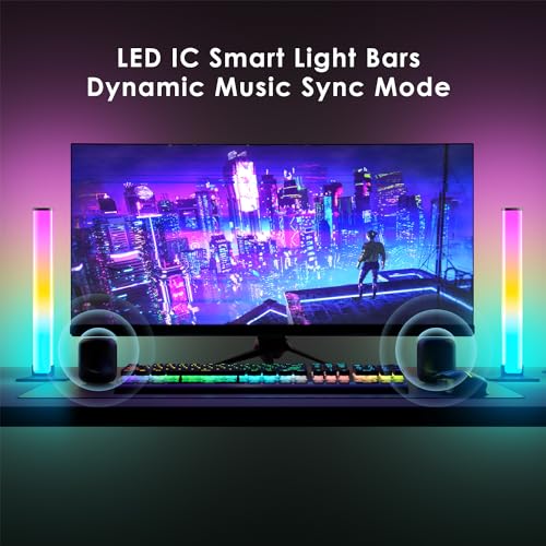 Barhootao Barra de luz RGB, barra de luz LED inteligente para quarto, 16 milhões de cores, três modo