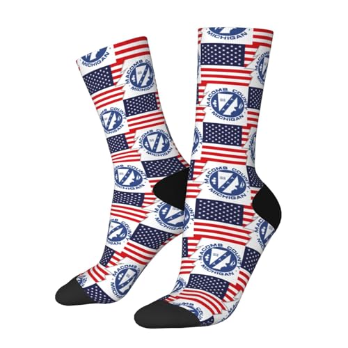 Casional Calcetines Condado De Macomb, Michigan Y Estados Unidos Sin Costura Calcetines De Hombres Unisex Calcetín Running Para Deporte Mujer Fitness 40Cm