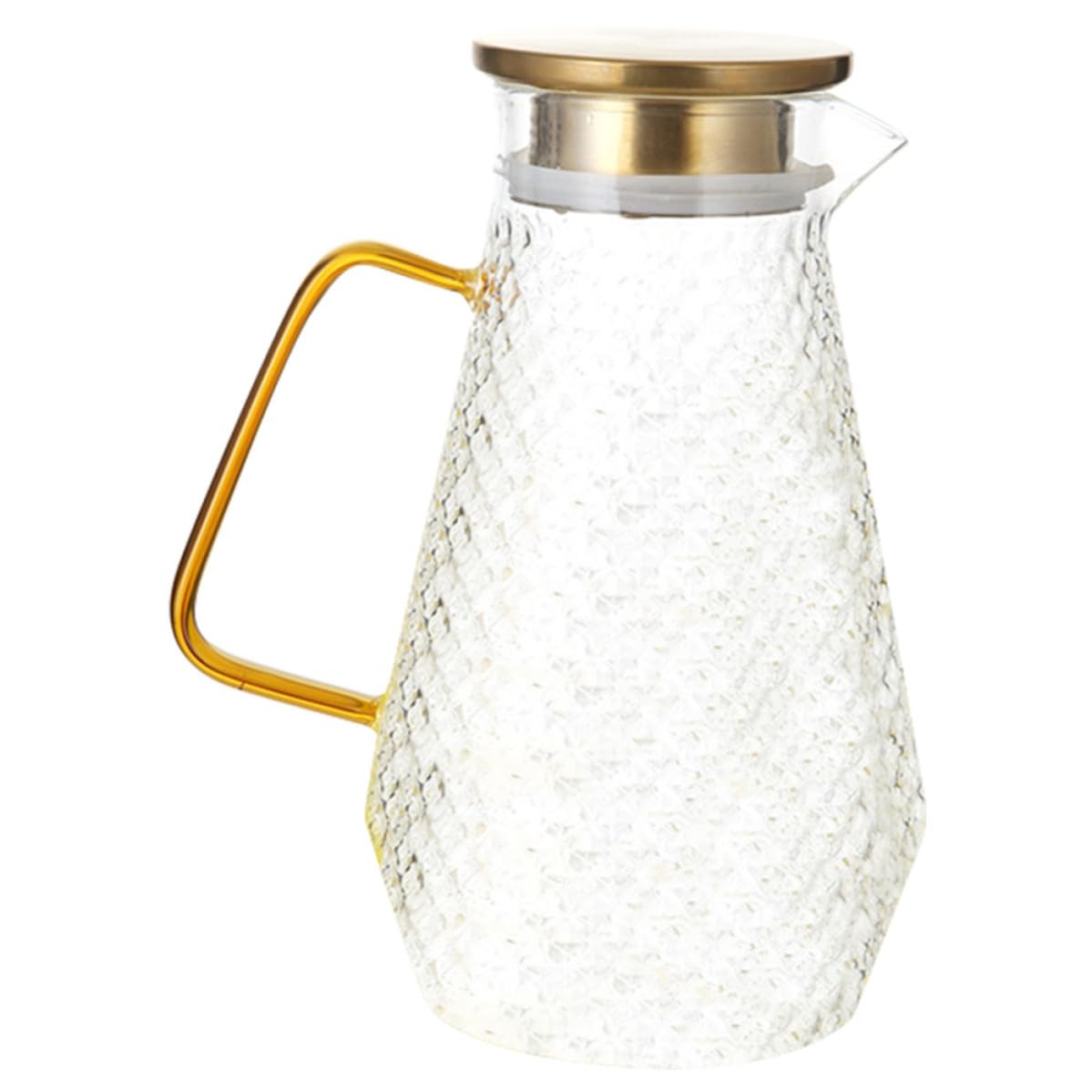 Toyvian Jarra de Agua Fría de Vidrio de Borosilicato con Asa Resistente al Calor y Sellado Hermético para Infusiones Leche Zumos y Bebidas Frías Diseño Decorativo con Textura