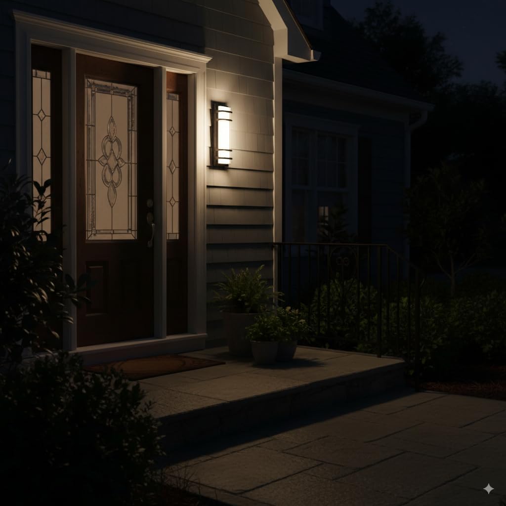 2Pack Outdoor Wall Lights 16 Inch,Dimmable Exterior Wall Sconce,3000K-6000K Adjustable Color Temperature,IP65 Waterproof Black Porch Light for House,Garage,Patio,Garden,Backyard,Front Door