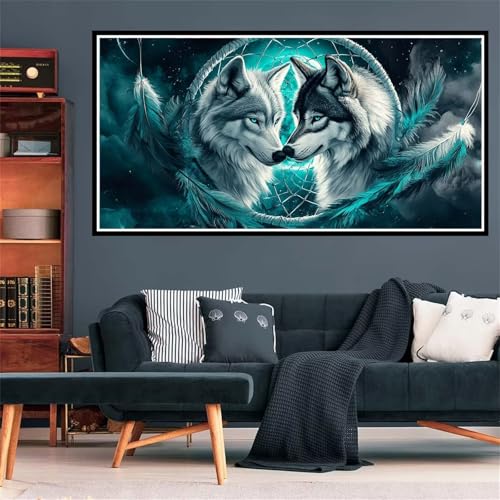 5D Diamond Painting Kit Completo Lupo, DIY Diamond Painting Cacciatore Di Sogni Modello Progettare, Diamantini Crystal Art Bambini Painting Kit, 100x200cm Pittura Diamante for Home Decor, Regalo -1429