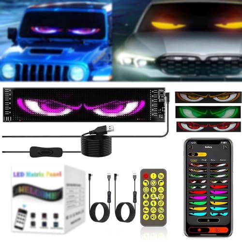 2 ud Ojos LED para Camion, Pantalla LED Flexible Coche Programable Grande, Ojos de Diablo para Coche, para Bricolaje, Dinámica, LED Inteligente, Colorida, Pantalla Suave(7x17.3CM)