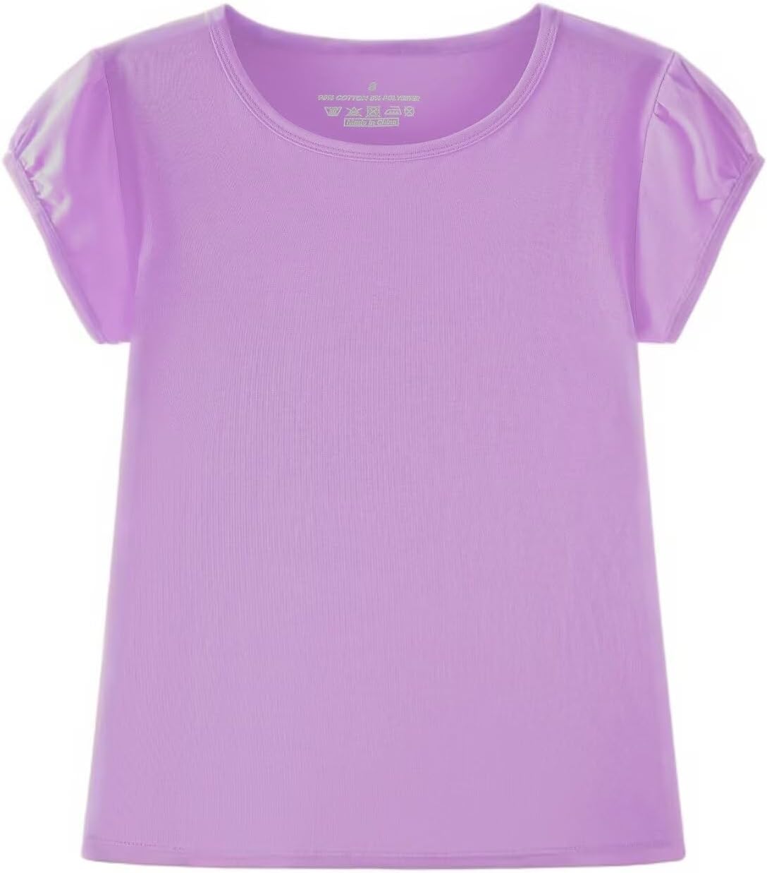 Huata Girls Short Puff Sleeve Tee Basic T-Shirt 2 Packs Crewneck - Image 3