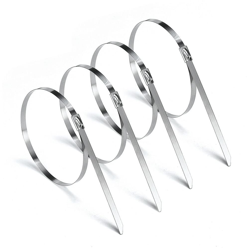 Opaski zaciskowe 100 szt. 304# Opaski zaciskowe ze stali nierdzewnej 4,6 mm Wytrzymała samoblokująca opaska zaciskowa do kabli Wielofunkcyjna metalowa opaska zaciskowa do wydechu Opaski zaciskow