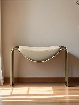 Modern Vanity Stool with Microfiber Leather Seat, Metal Frame Ottoman Chair, Foot Rest Stool for Bedroom, Living Room & Makeup SpacesGold