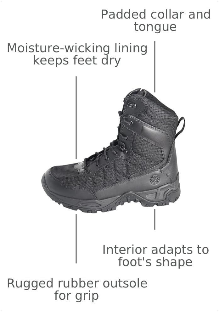 Image of Smith & Wesson - Scout 8 inch Hot Weather Side-Zip Boot, Breathable Lightweight Tactical Outdoor /Motorcycle /Hiking Footwear