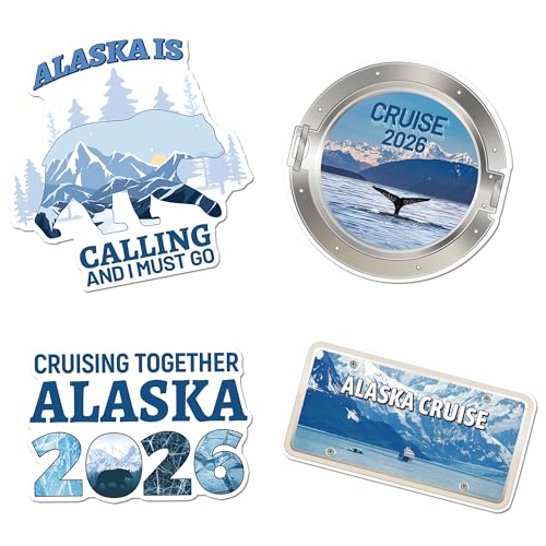Alaska Cruise Door Decorations Magnetic, 4 Pcs Alaska Glacier Whale Mountain Cruise Door Magnets 2026, Scenic Ship Cabin Signs Fridge Magnets Decor