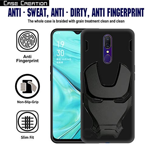 Image of COVERLY Official 3D Touch Feel Trending Avengers Logo Mask Soft Rugged Grip Silicone Iron Man Super Power Cartoon Movie Engraved Silicone Matte Back Cover for Oppo A9x -HD Black Avenger