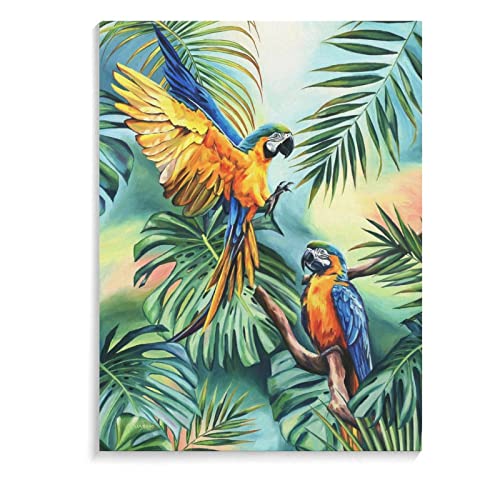 Bird Poster Blue Parrot Art Prints Macaw Painting Oil Painting Artwork For Walls Boho Decor Canvas Wall Art Prints For Wall Decor Room Decor Bedroom Decor Gifts 24X32Inch(60X80Cm) Frame-Style #TOP7