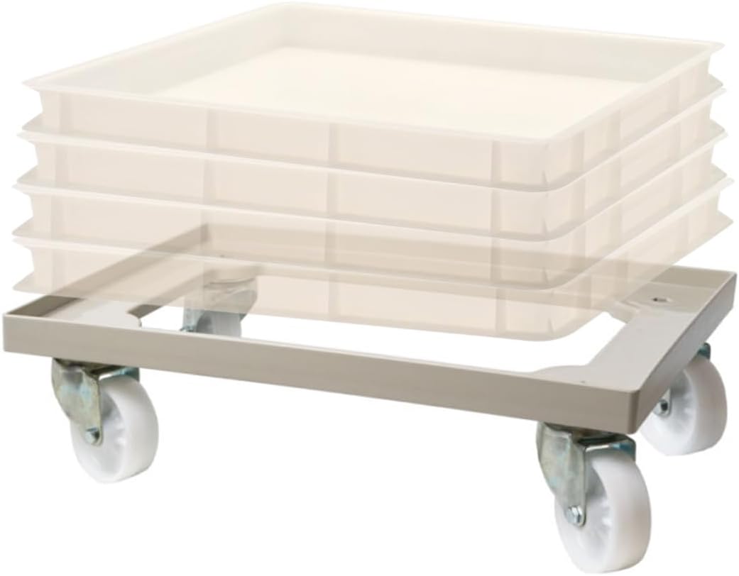 L'Oro Del Sud Dough Box Dolly/Cart, Fits 23.6" x 15.74" (600mm x 400mm) Proofing Trays (not Included), Food Grade Pizza Bakery, Great for Stacking Pizza Dough Box, Moving Dollies, Swivel Casters