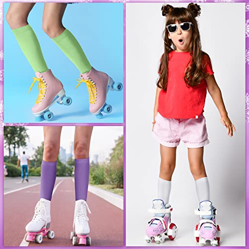 6 Pairs Ice Skating Socks Cotton Compression Socks Roller Skate Socks Knee Socks Athletic Sport For Women Girl (Mix Color) #TOP5