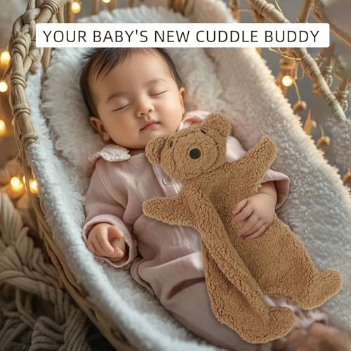 Image of Lovey for Baby,Soft Baby Security Blanket,Snuggle Stuffed Animals Toy Baby Girl & Boy, Bear&Lamb Lovey Comforter Toy for Babies 0-12months,Baby Gifts for Infant and Toddler (Brown-Bear)