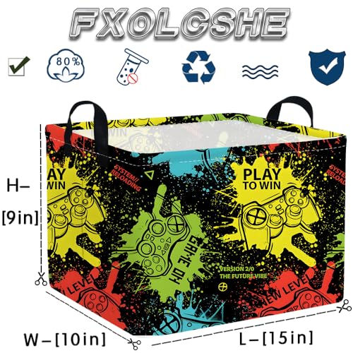 Image of Rectangular Kids Storage Basket,Game Basket for Boys Kids,Waterproof foldable storage baskets,Game Bin,Gift Baskets,Boys Room Decor(Games)