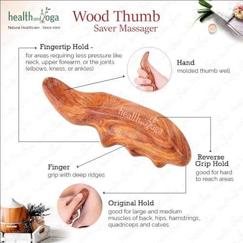 Image of HealthAndYoga NatureSooth Thumb Saver Wooden Massage Tool - Deep Tissue, Acupressure, Trigger Point Pain Relief - For Intense Pressure on Back, Legs & Arms without Straining the Thumb or Fingers