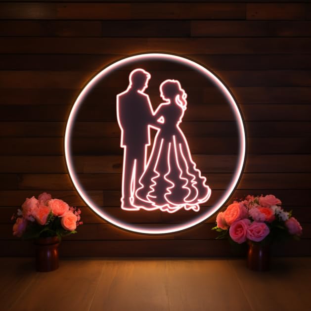 Radiant Wedding Neon LED Light Signs, Elegant Event Decor, Multiple Sizes, Warm White Glow15"