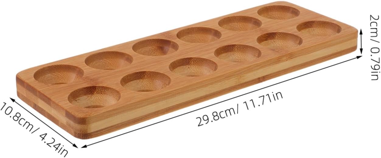 COLLBATH 12holes Wooden Holder for Eggs Serving Tray for Fridge and Kitchen Storage Compact Design for Easy Organization