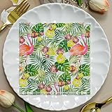 Servilletas de Papel Hojas Verdes Flamingo Servilletas de Papel Desechables,Suaves y Resistentes,Sin Fragancia,para Comunión,Fiestas,Cumpleaños,Bodas,Decoración de Mesa30 Paquetes(33x33cm）