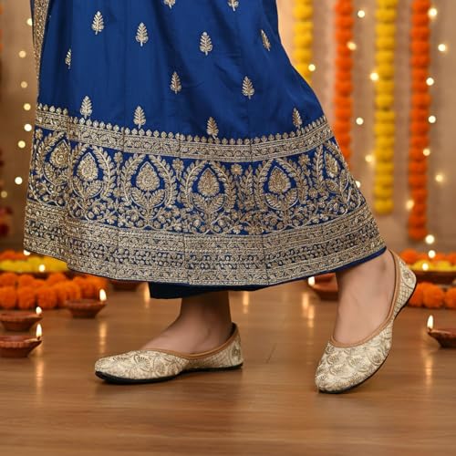 Image of DFR Women's Embroidered Punjabi Mojaris Jutti Juti's Shoe