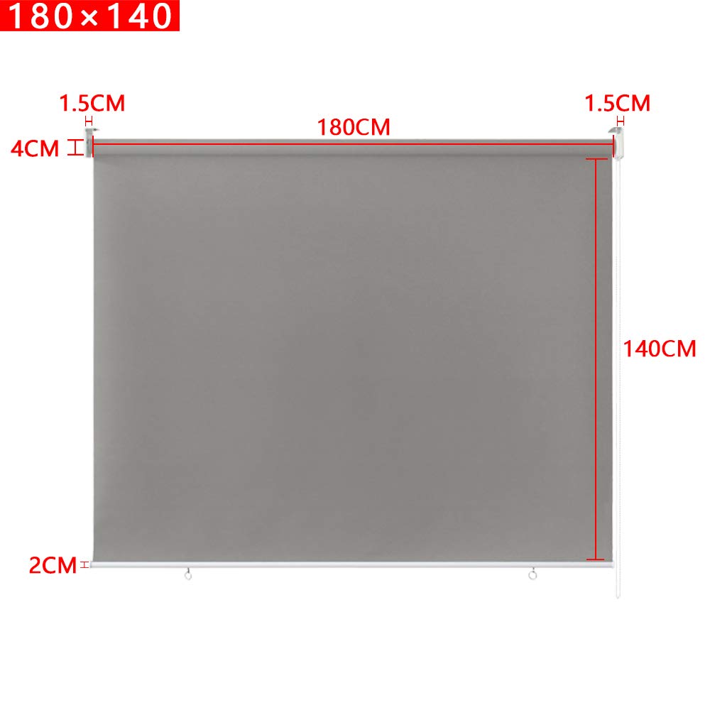 HENGMEI 180x140cm Store Enrouleur déroulant auvent Vertical Extérieur à Enrouleur Pare-Vue pour Balcon et terrasse, Grau