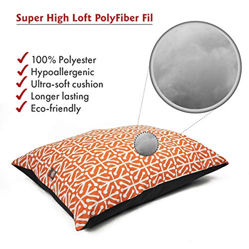 Image of Majestic Pet Large Rectangle Dog Bed - Washable, Non-Slip, Comfy Crate Pillow for Large Breeds - 46 x 35 Inch Kennel Bed - Aruba Orange