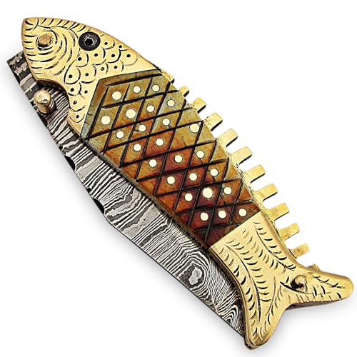 PAL 2000 KNIVES Couteau pliant - Couteau de poche fait main en acier de Damas CHA-9864