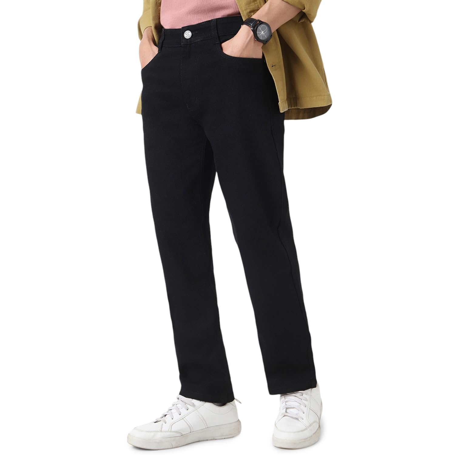 Men Mid Rise Straight Fit Washed Jeans Stretchable