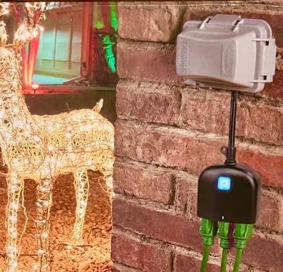 Prime 3-Socket Smart Outdoor Plug in an outdoor setting