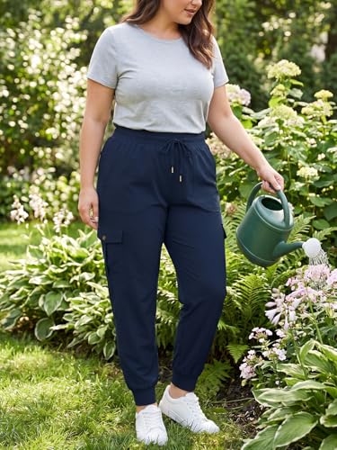 KWZ Women's Hiking Pants Lightweight Cargo Joggers 27.5" Navy Blue M — view 6